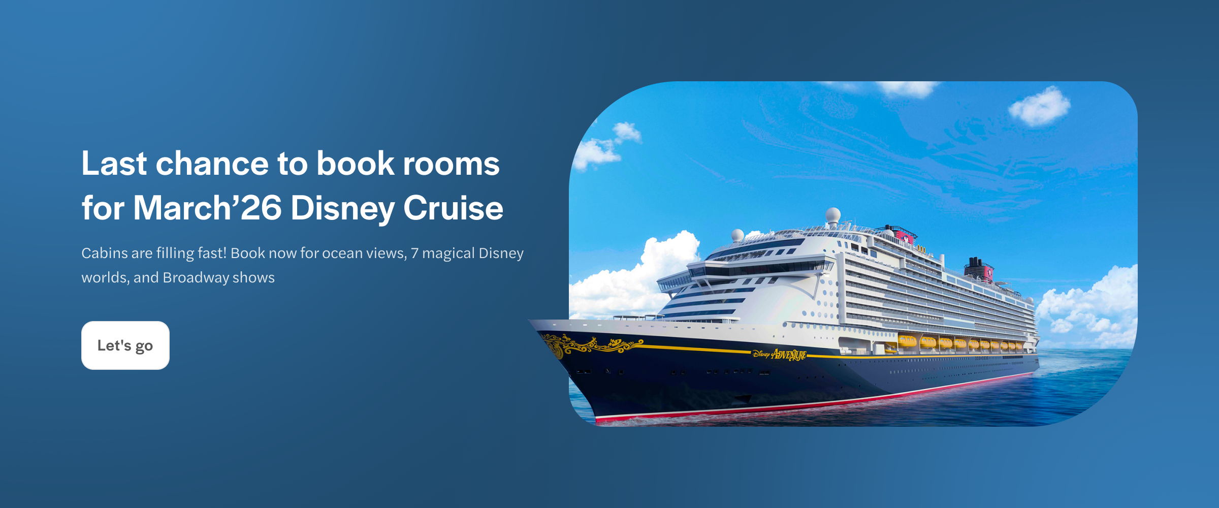 Disney cruise ship sailing under a clear blue sky near Singapore.